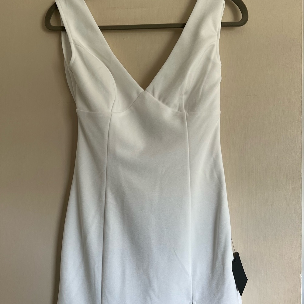 Lulu's Chic White V-Neck Mini Dress